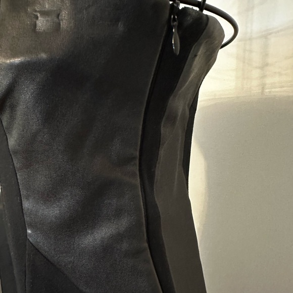 Black tube top dress with leather side panels size 4 - Picture 2 of 5